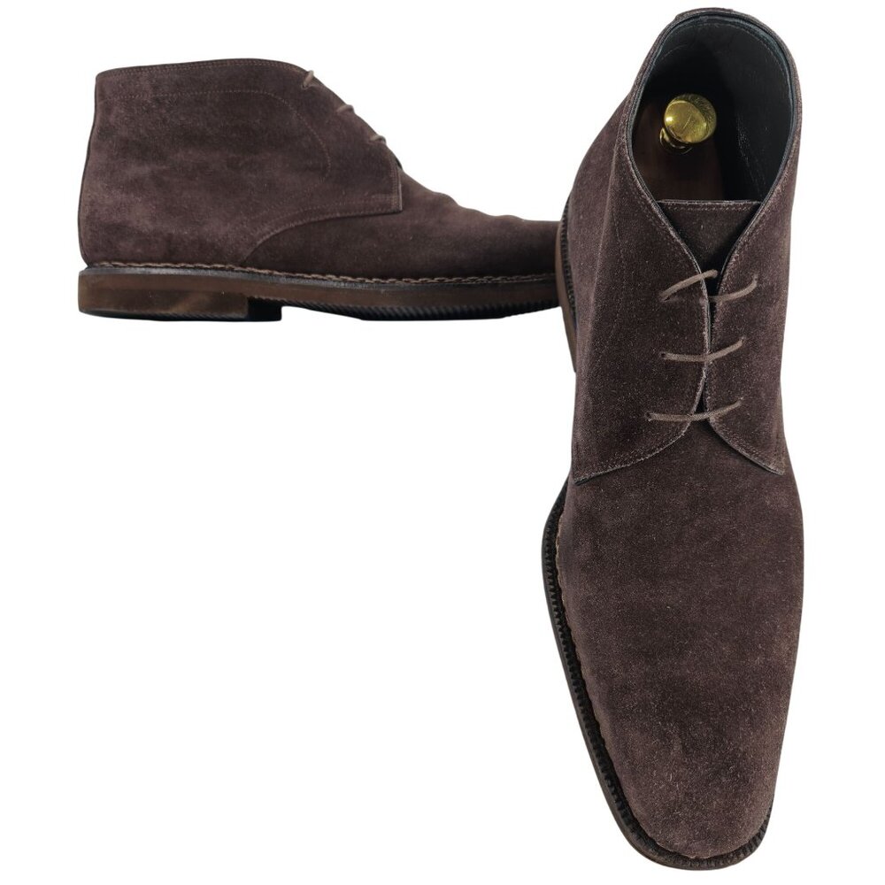$500 Sutor Mantellassi Italian Men 11 Brown Suede Leather Dress Shoe Chukka Boot - Picture 9 of 13